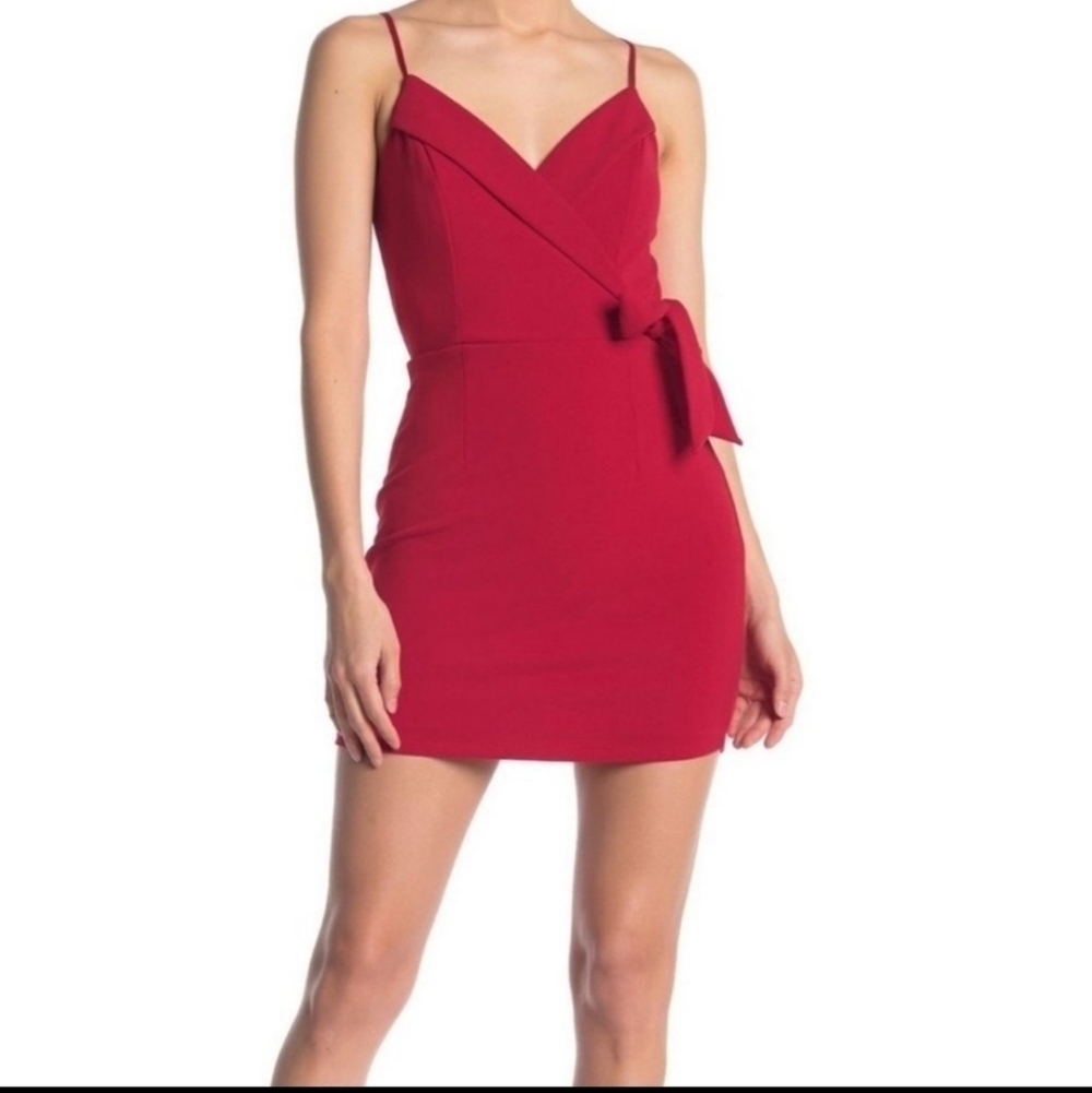 Row A Sleeveless Tie Waist V-neck Faux Wrap Cocktail Mini Dress XL Women Black